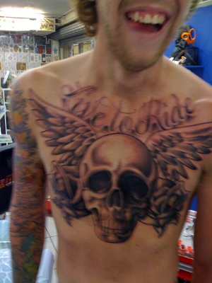 tattoo chest piece. A chest piece is now his